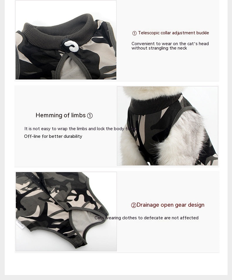 Cats Wearing Breathable And Breasted Clothes After Surgery