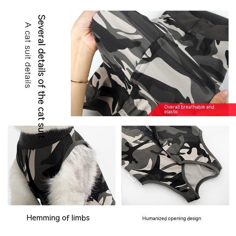 Cats Wearing Breathable And Breasted Clothes After Surgery